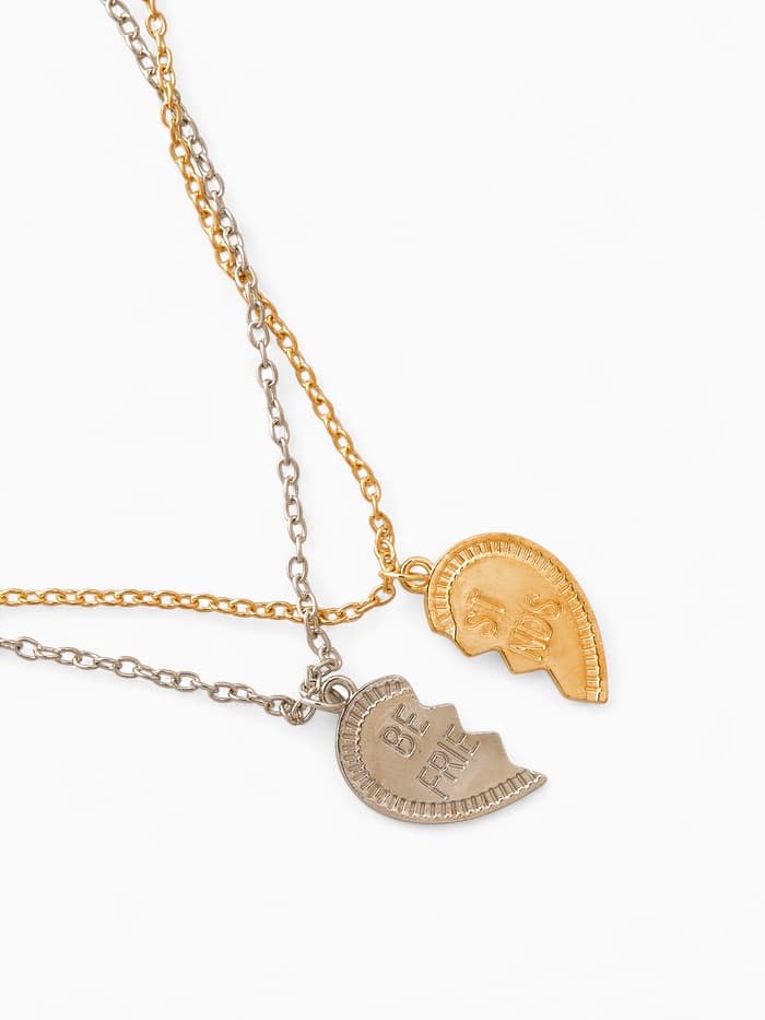 Кулоны парные на цепочке «Неразлучники. Лучшие друзья», L=45 см, набор 2 шт. цвет серебро, золото