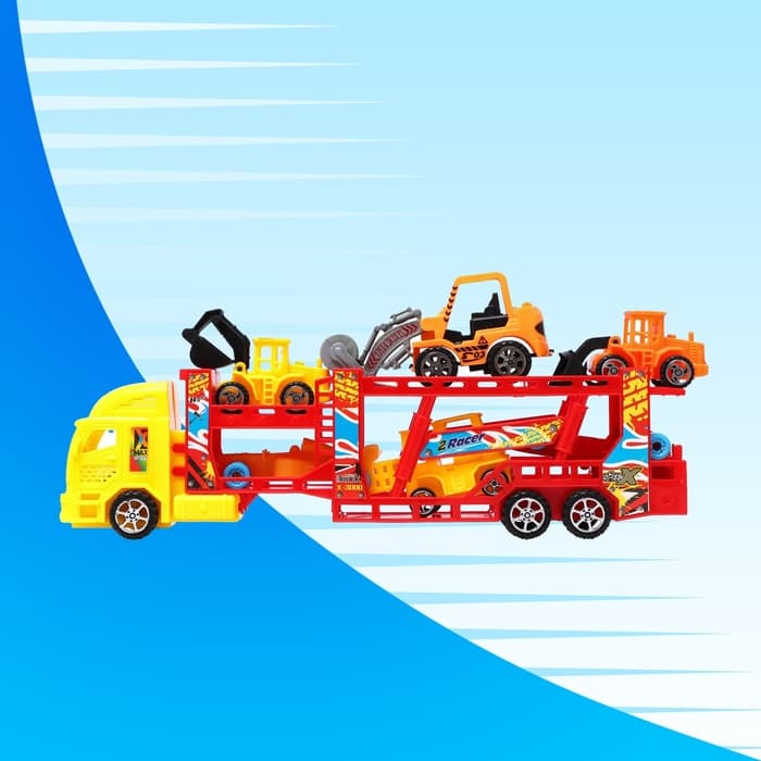 Грузовик - автовоз инерционный «Спецтехника», с 6 машинками, цвета МИКС