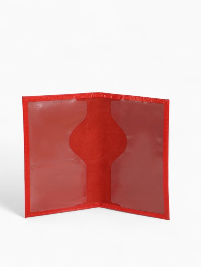 Обложка для паспорта, натуральная кожа, глянцевая, тиснение фольгой, красная