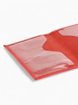 Обложка для паспорта, натуральная кожа, глянцевая, тиснение фольгой, красная