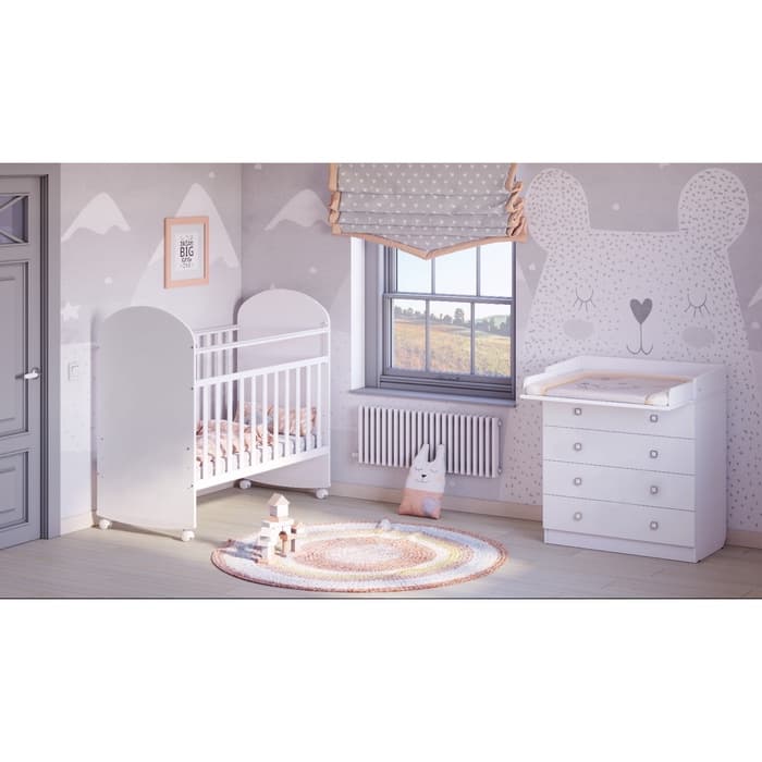 Комод пеленальный детский 804 «Фея 1580», 80×47×92 см, 4 ящика, белый