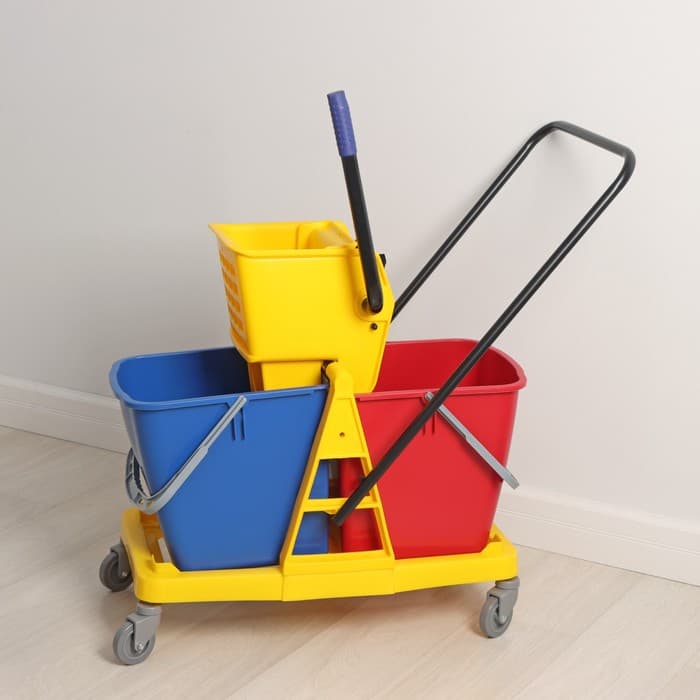 Тележка для уборки с отжимом и ведром, двухведерная, 46 л, на колёсах