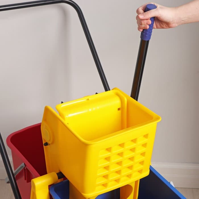 Тележка для уборки с отжимом и ведром, двухведерная, 46 л, на колёсах