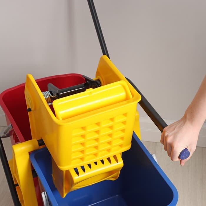 Тележка для уборки с отжимом и ведром, двухведерная, 46 л, на колёсах