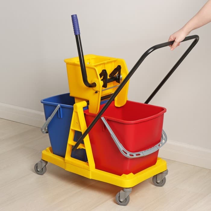 Тележка для уборки с отжимом и ведром, двухведерная, 46 л, на колёсах
