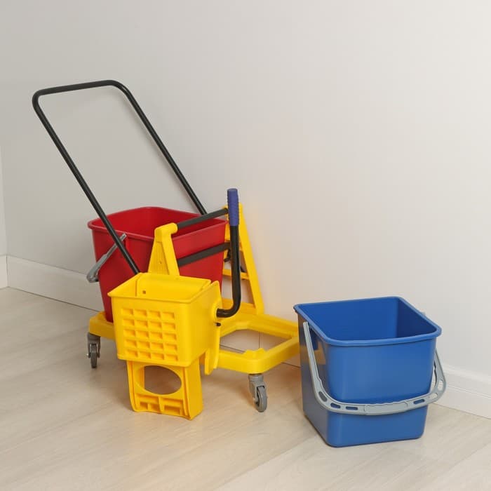 Тележка для уборки с отжимом и ведром, двухведерная, 46 л, на колёсах