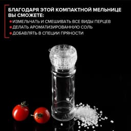 Мельница для специй, пластиковый механизм, 115 мл (45-80 гр), цвет прозрачный