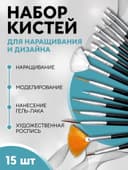 Набор кистей для наращивания и дизайна ногтей, 15 шт., чёрный