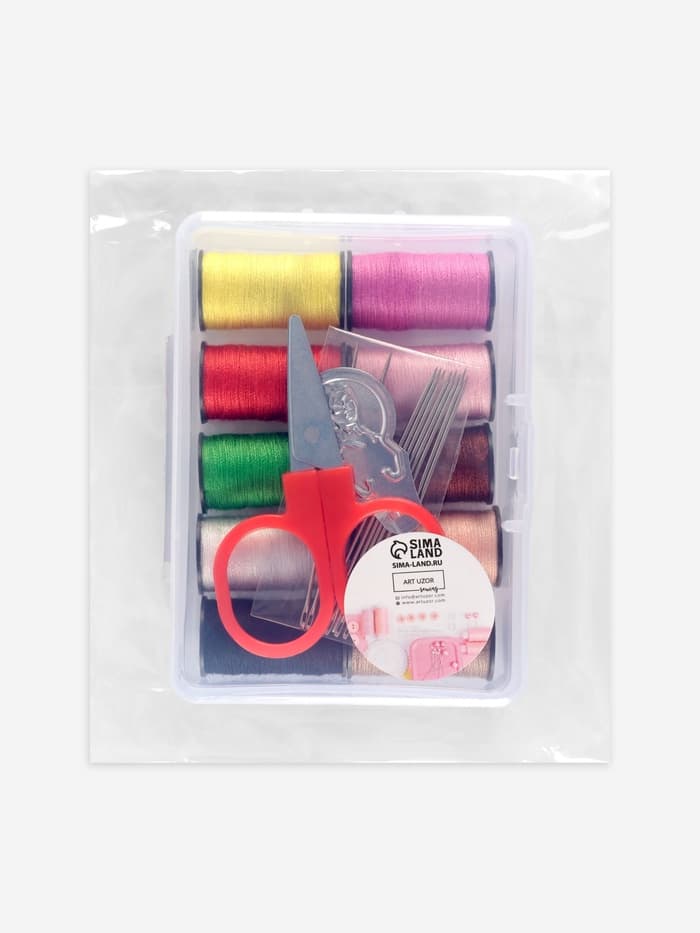 Швейный набор, 22 предмета, в пластиковом контейнере, 7.8×5.7×2.7 см