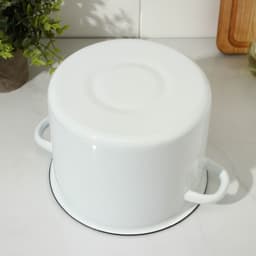 Кастрюля эмалированная, 3.5 л, d=20 см, с крышкой, без декора, белая
