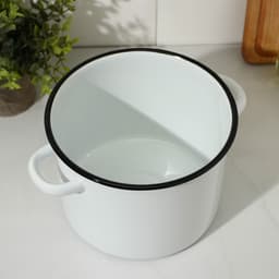 Кастрюля эмалированная, 3.5 л, d=20 см, с крышкой, без декора, белая