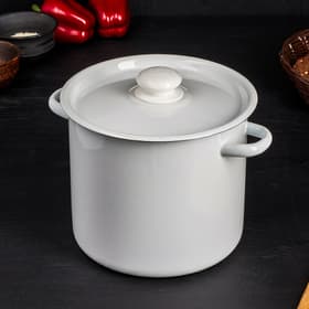 Кастрюля эмалированная, 5.5 л, d=24 см, с крышкой, без декора, крышка МИКС