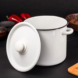 Кастрюля эмалированная, 5.5 л, d=24 см, с крышкой, без декора, крышка МИКС