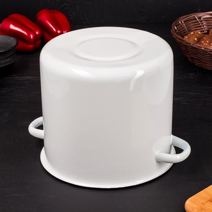 Кастрюля эмалированная, 5.5 л, d=24 см, с крышкой, без декора, крышка МИКС