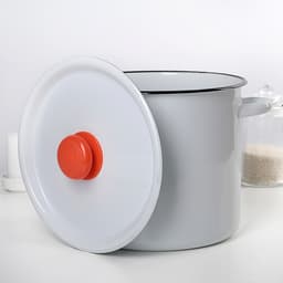 Кастрюля эмалированная, 5.5 л, d=24 см, с крышкой, без декора, крышка МИКС