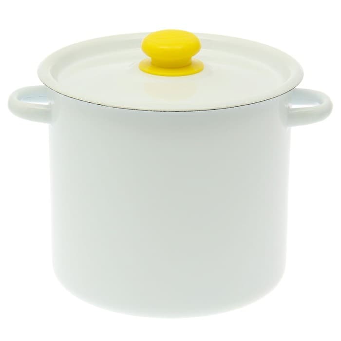 Кастрюля эмалированная, 5.5 л, d=24 см, с крышкой, без декора, крышка МИКС