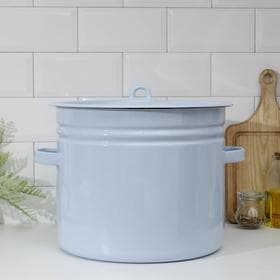 Бак эмалированный, 20 л, d=34 см, с крышкой, без декора, голубой