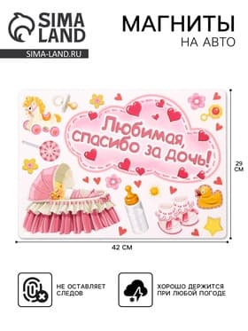 Набор магнитов на авто «Любимая, спасибо за дочь!», на выписку