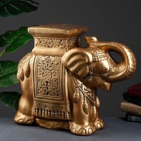 Фигура - подставка для мелочей «Слон», столик, гипс, бронза, 21×54×43 см