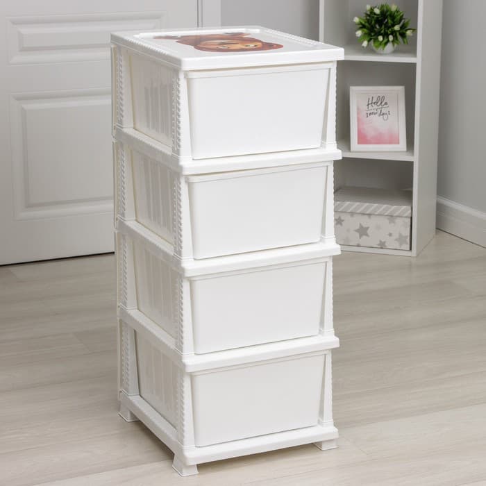 Комод детский 4-х секционный «Декор. Лев», белый