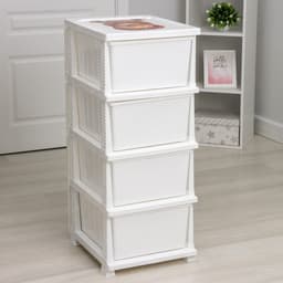 Комод детский 4-х секционный «Декор. Лев», белый