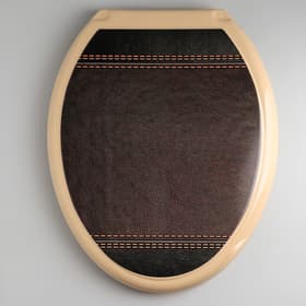 Сиденье для унитаза «Декор. Кожа», 44.5×37.5 см, с крышкой, коричневое