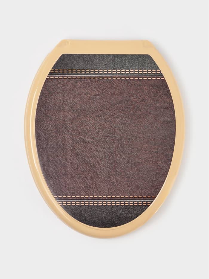Сиденье для унитаза «Декор. Кожа», 44.5×37.5 см, с крышкой, коричневое