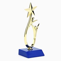 Кубок, наградная фигура под нанесение «Человек со звездой», золото, подставка пластик синяя, 18×6×6 см