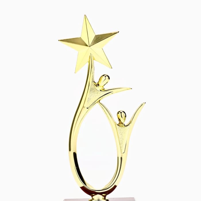 Кубок, наградная фигура под нанесение «Человек со звездой», золото, подставка пластик синяя, 18×6×6 см