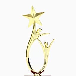 Кубок, наградная фигура под нанесение «Человек со звездой», золото, подставка пластик синяя, 18×6×6 см