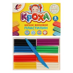 Пластилин мягкий (восковой) «Луч. Кроха», 8 цветов, 120 г, со стеком