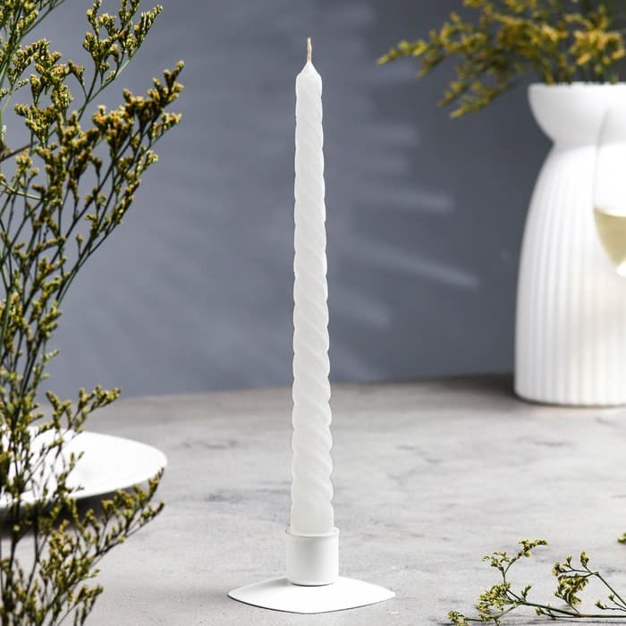 Свеча витая, 2.2×25 см, лакированная белая