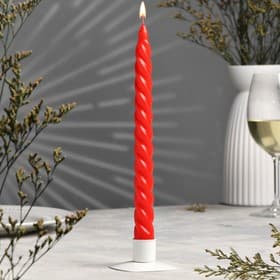 Свеча витая, 2.2×25 см, лакированная красная