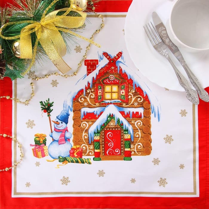 Кухонный набор новогодний «Этель. Новогодняя сказка»: скатерть 150×220 см ±3 см с ГМВО, салфетка 40×40 см-12 шт.