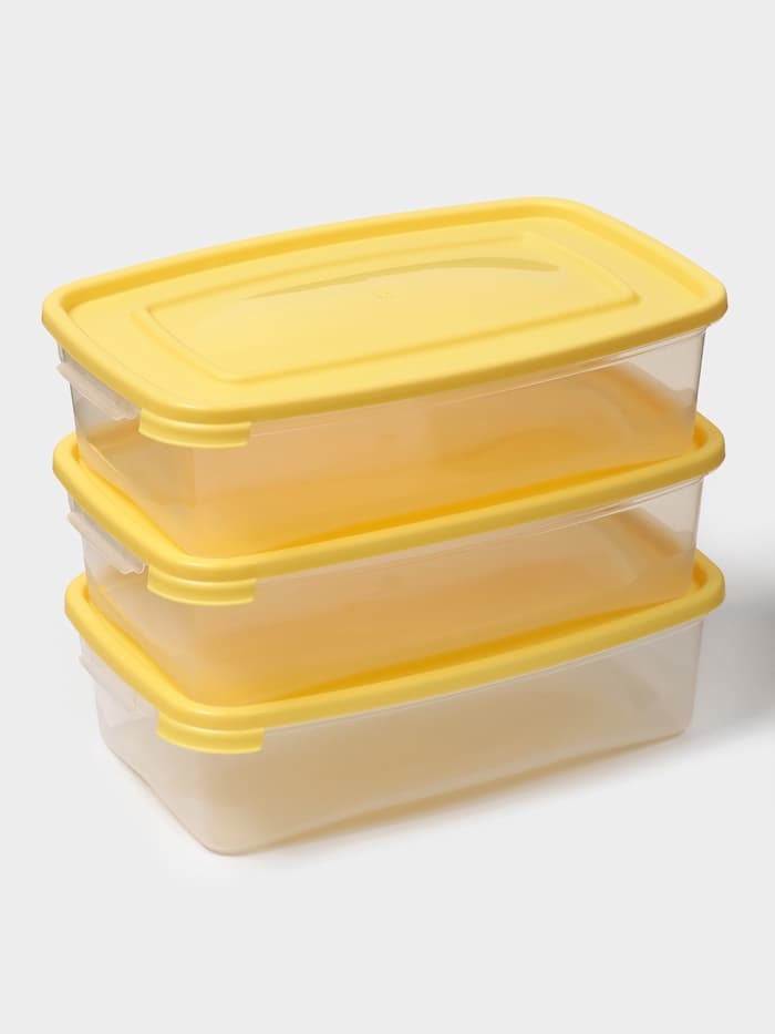 Набор пищевых контейнеров Полимербыт «Каскад», 3 шт., 700 мл, пластик, прозрачные, крышка МИКС