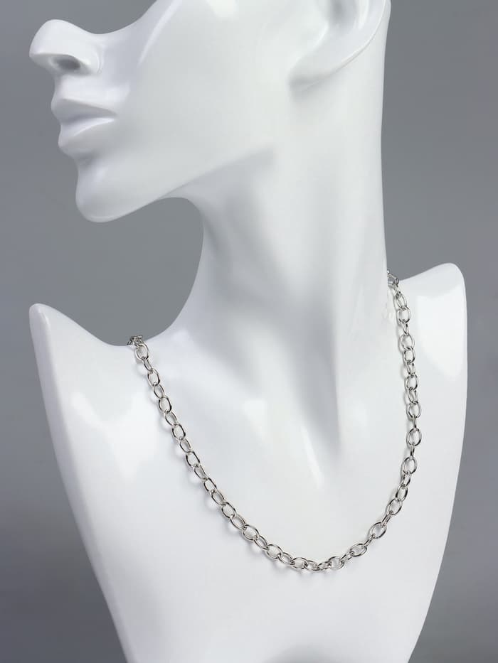 Цепочка с карабином, набор 5 шт. L=50 см, 7×5×1 мм, СМ-1935, цвет серебро