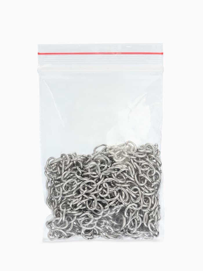 Цепочка с карабином, набор 5 шт. L=50 см, 7×5×1 мм, СМ-1935, цвет серебро