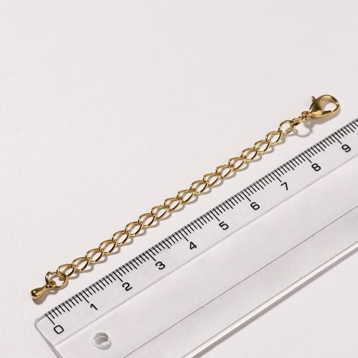 Замок карабин СМ-951, 5 шт. 6×9 мм, с удлинительной цепочкой 8 см, цвет золото