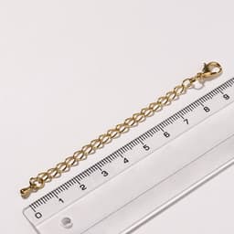 Замок карабин СМ-951, 5 шт. 6×9 мм, с удлинительной цепочкой 8 см, цвет золото