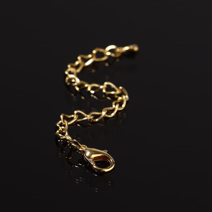 Замок карабин СМ-951, 5 шт. 6×9 мм, с удлинительной цепочкой 8 см, цвет золото