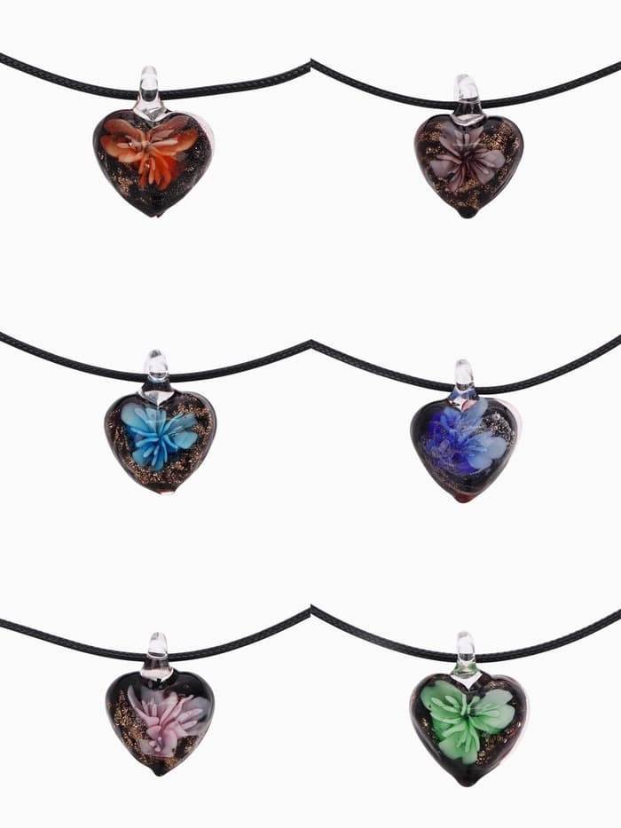 Кулон на шнурке «Муранское стекло», малый, сердечко темное, МИКС, 45 см