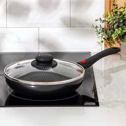 Сковорода Forever, d=22 см, съёмная ручка, стеклянная крышка, антипригарное покрытие, алюминий, чёрная