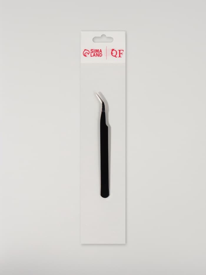 Пинцет для наращивания ресниц, загнутый, 12 см, чёрный