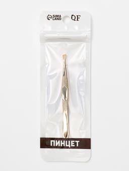 Пинцет скошенный, широкий, 9 см, цвет золотистый