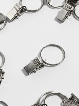 Кольцо для карниза, с зажимом, d=22/26 мм, 20 шт., цвет серебряный