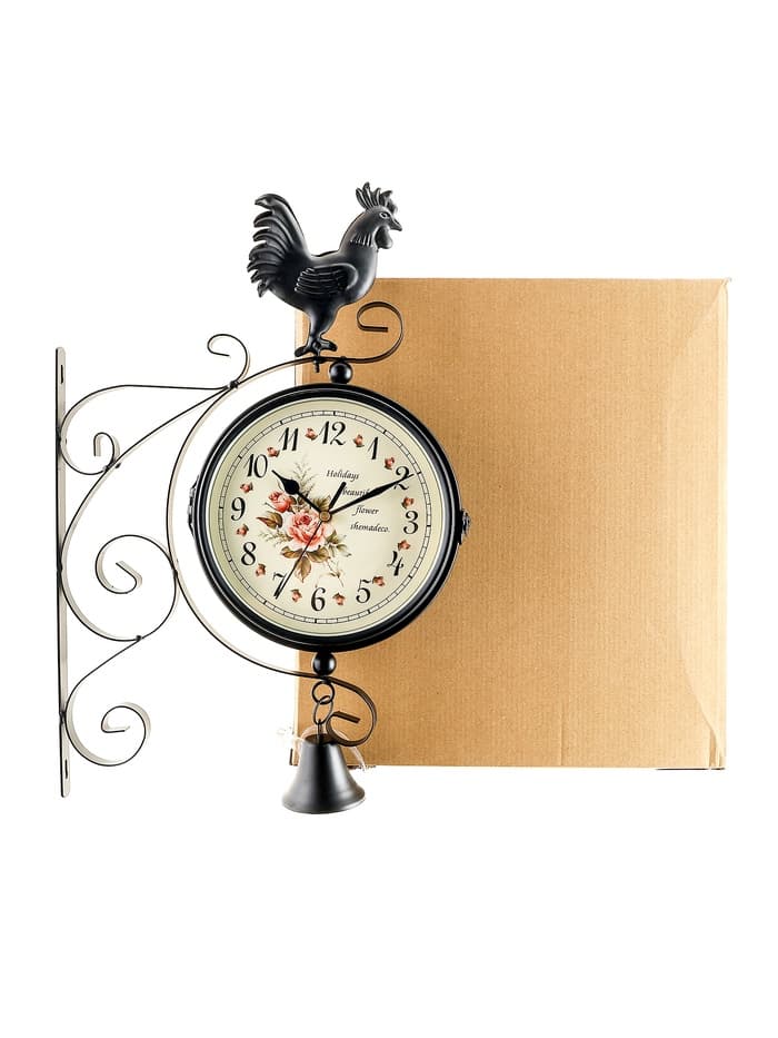 Часы настенные интерьерные «Флюгер», двусторонние, на подвесе, бесшумные, плавный ход, 48×32 см, циферблат d=19 см, от батарейки 1×АА