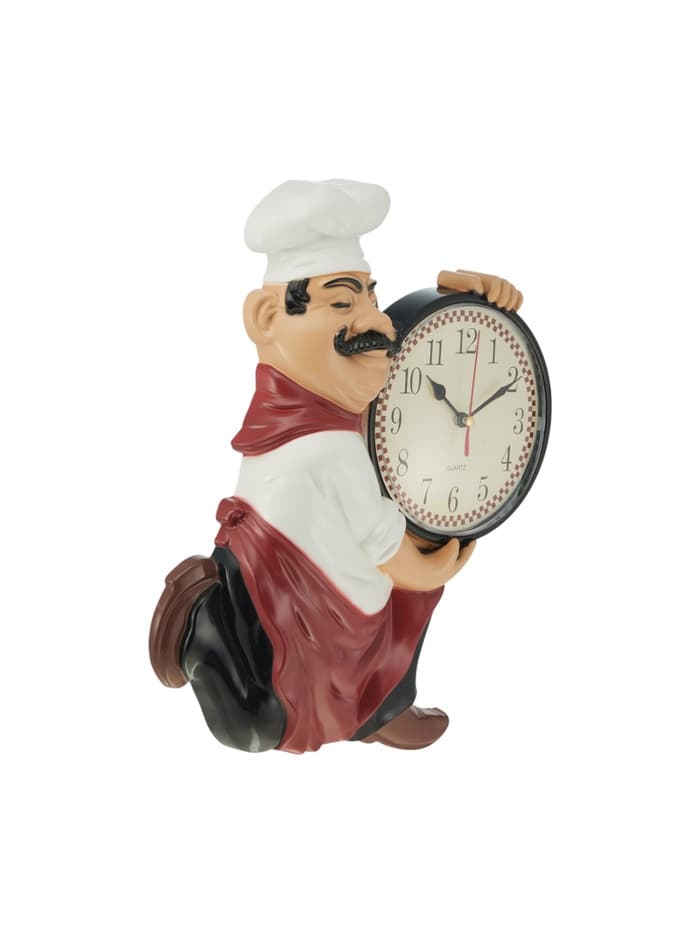 Часы настенные интерьерные «Повар усач», серия: Кухня, бесшумные, плавный ход, циферблат d=13 см, 30×24 см, от батарейки 1×АА