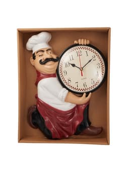 Часы настенные интерьерные «Повар усач», серия: Кухня, бесшумные, плавный ход, циферблат d=13 см, 30×24 см, от батарейки 1×АА