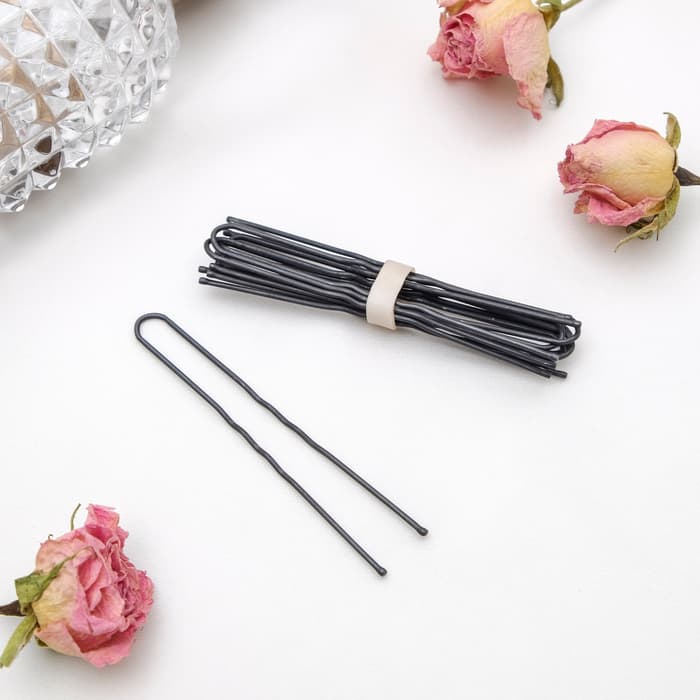 Шпильки для волос «Обыкновенные», 6.3 см, набор 10 шт., чёрные