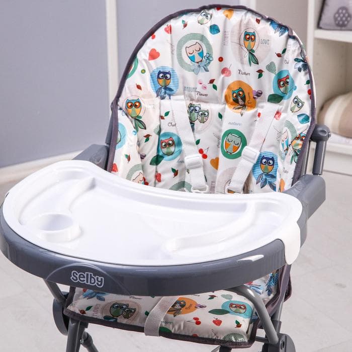 Стульчик для кормления Selby 252 «Совы», серый
